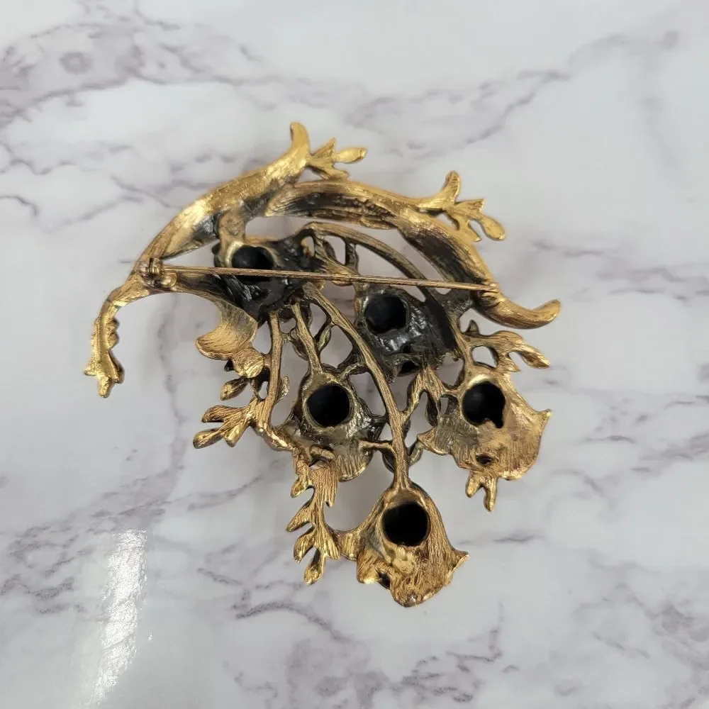 Tortolani Vintage Gold Toned Rose Boquet Brooch Pin